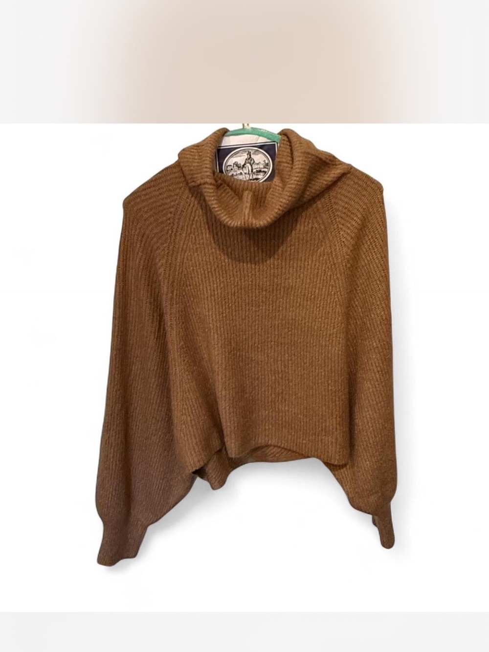 Lush Brown Cropped Cowlneck Sweater